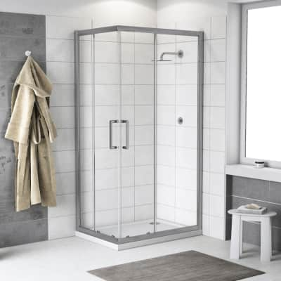 Pedana Doccia Leroy Merlin.Box Doccia Quadrato Scorrevole Quad 80 X 100 Cm H 190 Cm In Vetro Temprato Spessore 6 Mm Trasparente Argento Prezzo Online Leroy Merlin