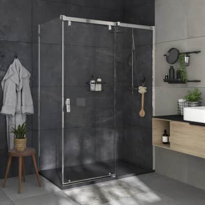 Cabina Doccia Leroy Merlin.Box Doccia Angolare Porta Scorrevole E Lato Fisso Rettangolare Neo 120 X 80 Cm H 200 Cm In Vetro Temprato Spessore 8 Mm Trasparente Cromato Prezzo Online Leroy Merlin